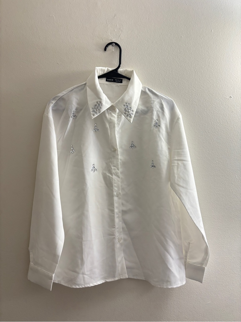 NWOT!! White Embellished Button-Down Shirt
